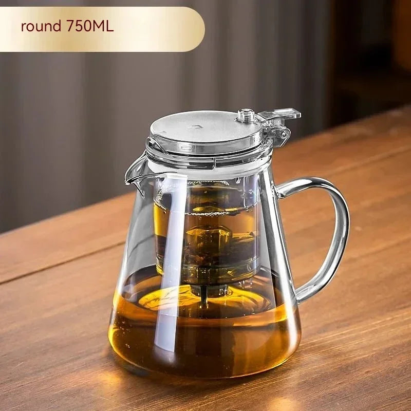 Glass Teapot And Pot Household Tea Set Teapot Heat-resistant Tea Water Separation Filter Flower Teapot