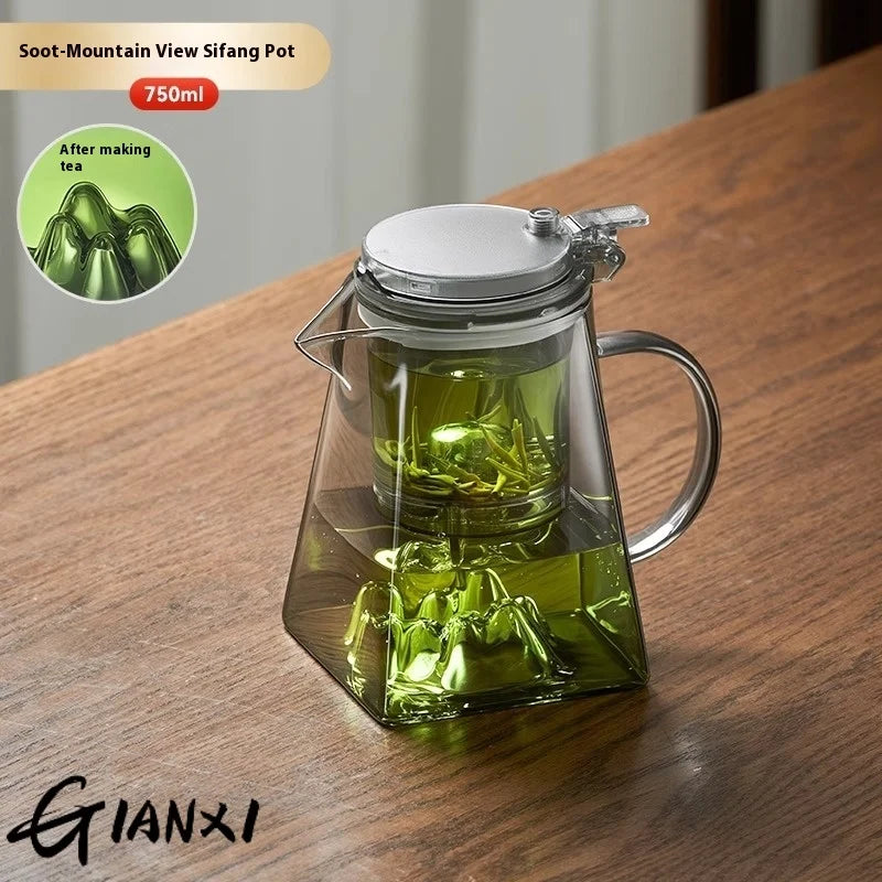 GIANXI High Borosilicate Glass Guanshan Piao Cup Brewing Teapot 2024 New Tea Separation Tea Machine one-click Filter Teapot