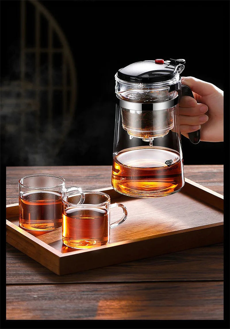 Heat Resistant Glass Teapot One-click filtering Tea Pot Tea Water Separation Filter Tea Maker Coffee Pot Home Teaware Set