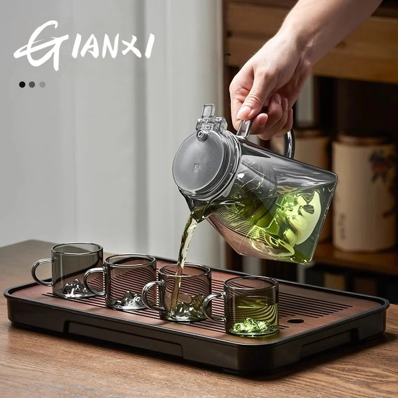 GIANXI High Borosilicate Glass Guanshan Piao Cup Brewing Teapot 2024 New Tea Separation Tea Machine one-click Filter Teapot