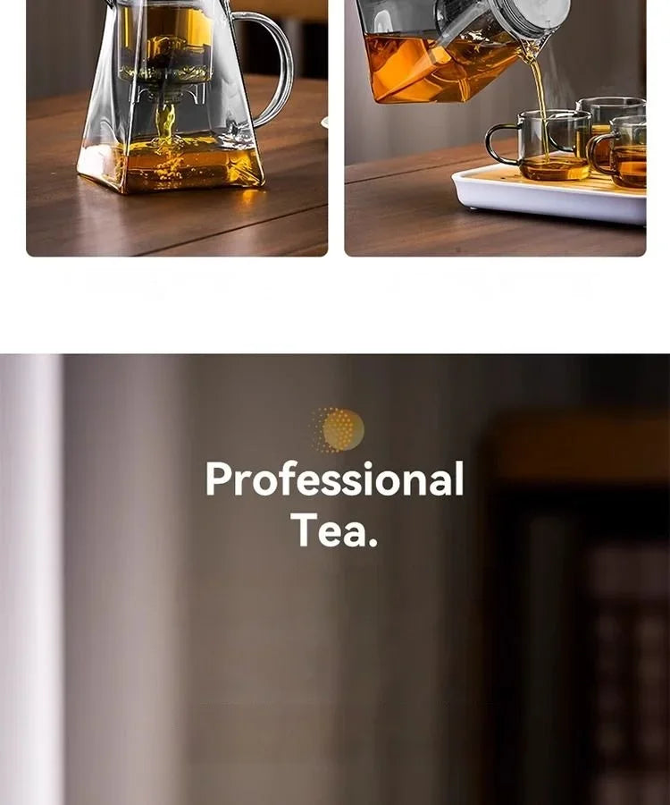 Glass Teapot And Pot Household Tea Set Teapot Heat-resistant Tea Water Separation Filter Flower Teapot