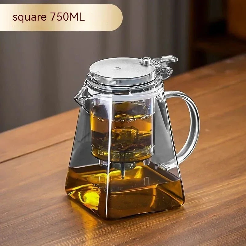 Glass Teapot And Pot Household Tea Set Teapot Heat-resistant Tea Water Separation Filter Flower Teapot