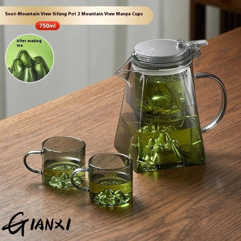 GIANXI High Borosilicate Glass Guanshan Piao Cup Brewing Teapot 2024 New Tea Separation Tea Machine one-click Filter Teapot