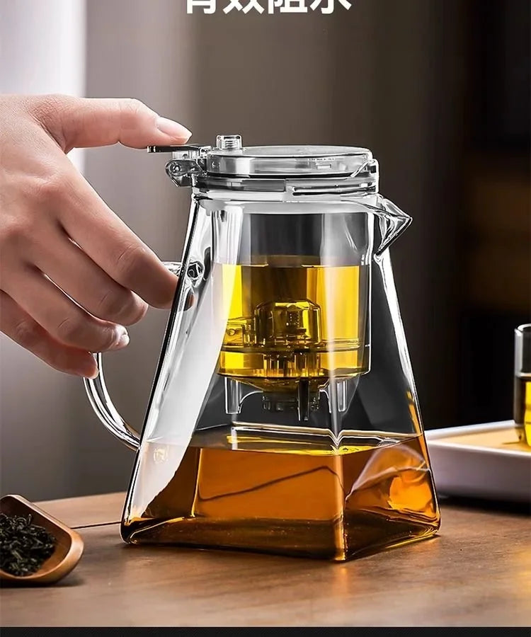 Glass Teapot And Pot Household Tea Set Teapot Heat-resistant Tea Water Separation Filter Flower Teapot