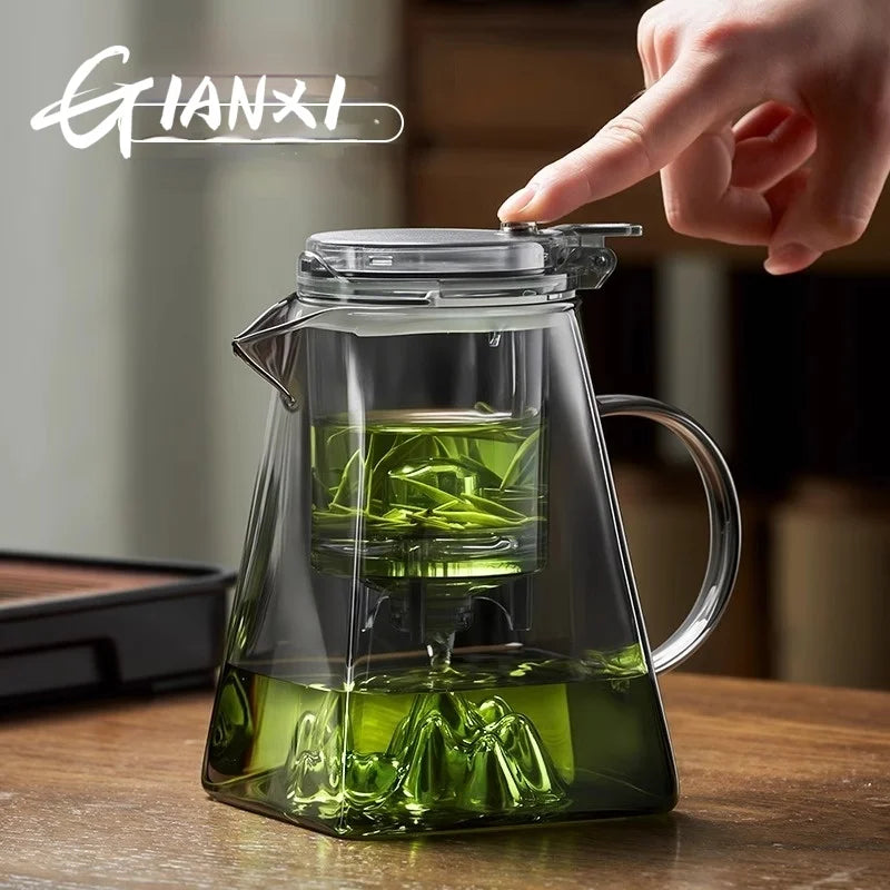 GIANXI High Borosilicate Glass Guanshan Piao Cup Brewing Teapot 2024 New Tea Separation Tea Machine one-click Filter Teapot