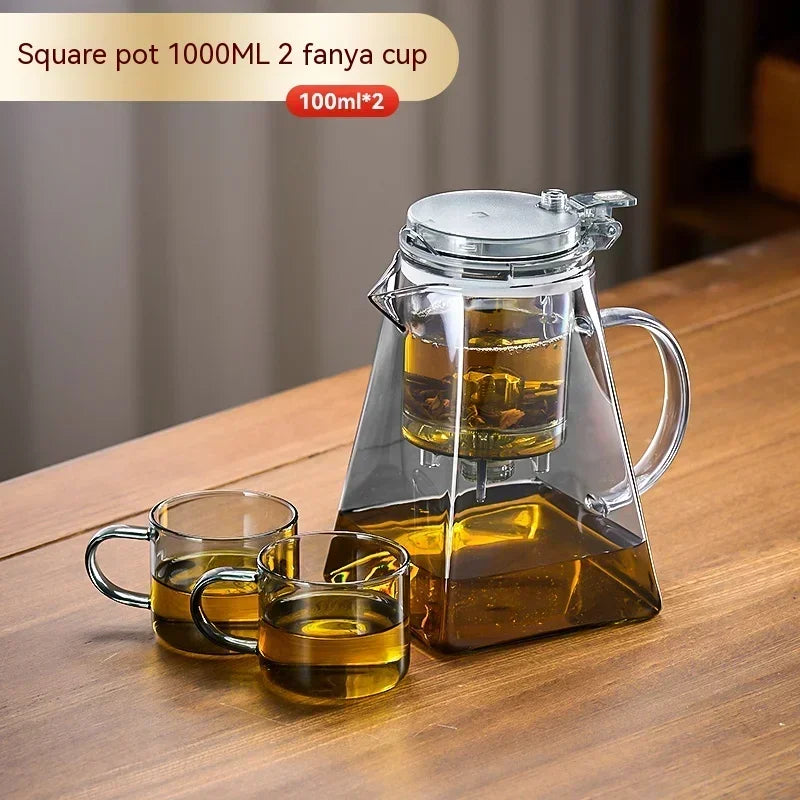 Glass Teapot And Pot Household Tea Set Teapot Heat-resistant Tea Water Separation Filter Flower Teapot