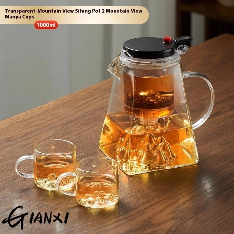 GIANXI High Borosilicate Glass Guanshan Piao Cup Brewing Teapot 2024 New Tea Separation Tea Machine one-click Filter Teapot