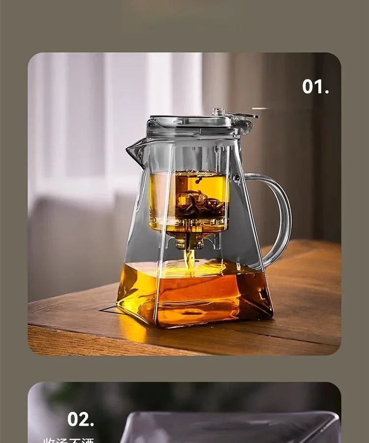 Glass Teapot And Pot Household Tea Set Teapot Heat-resistant Tea Water Separation Filter Flower Teapot