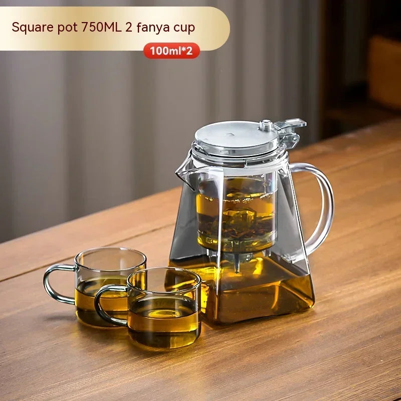 Glass Teapot And Pot Household Tea Set Teapot Heat-resistant Tea Water Separation Filter Flower Teapot