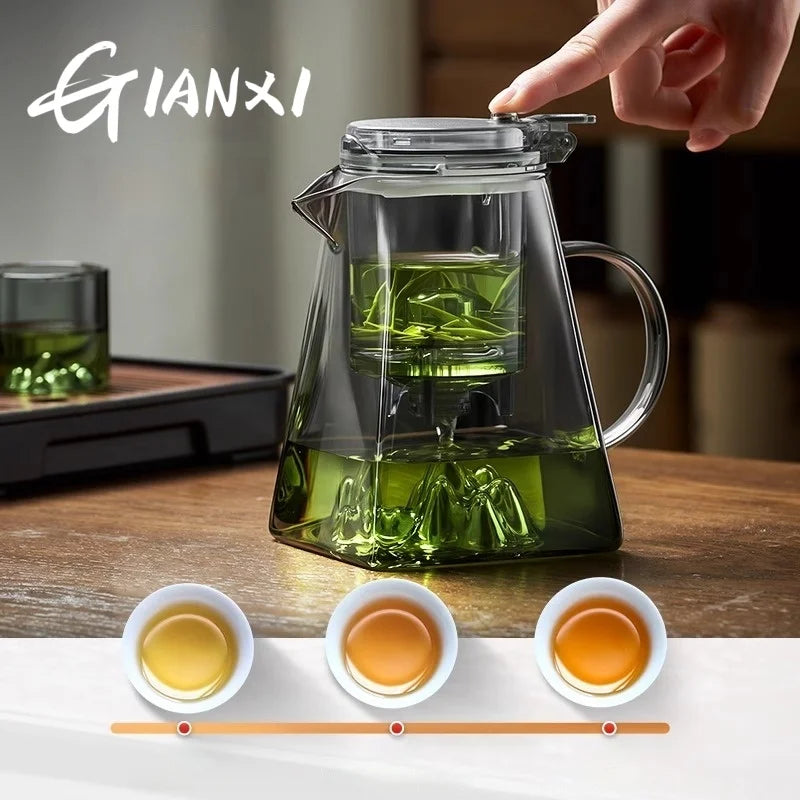 GIANXI High Borosilicate Glass Guanshan Piao Cup Brewing Teapot 2024 New Tea Separation Tea Machine one-click Filter Teapot