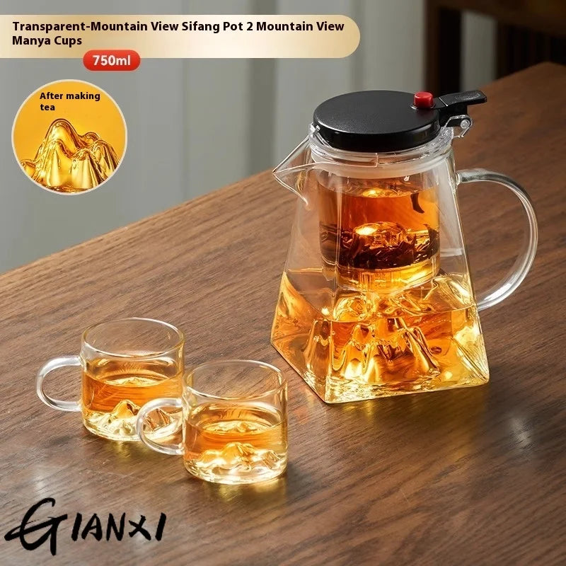 GIANXI High Borosilicate Glass Guanshan Piao Cup Brewing Teapot 2024 New Tea Separation Tea Machine one-click Filter Teapot