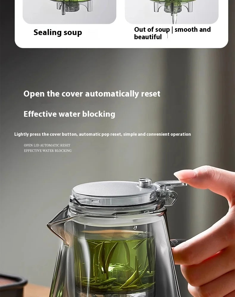 GIANXI High Borosilicate Glass Guanshan Piao Cup Brewing Teapot 2024 New Tea Separation Tea Machine one-click Filter Teapot