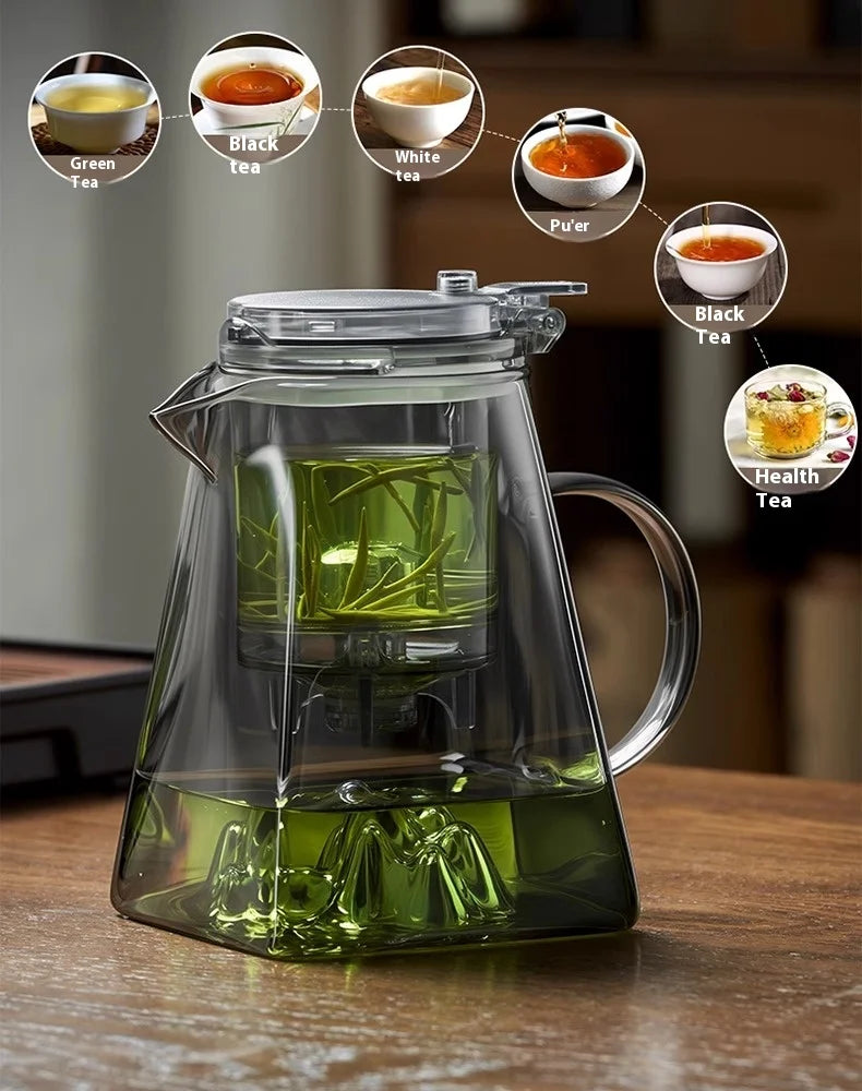 GIANXI High Borosilicate Glass Guanshan Piao Cup Brewing Teapot 2024 New Tea Separation Tea Machine one-click Filter Teapot