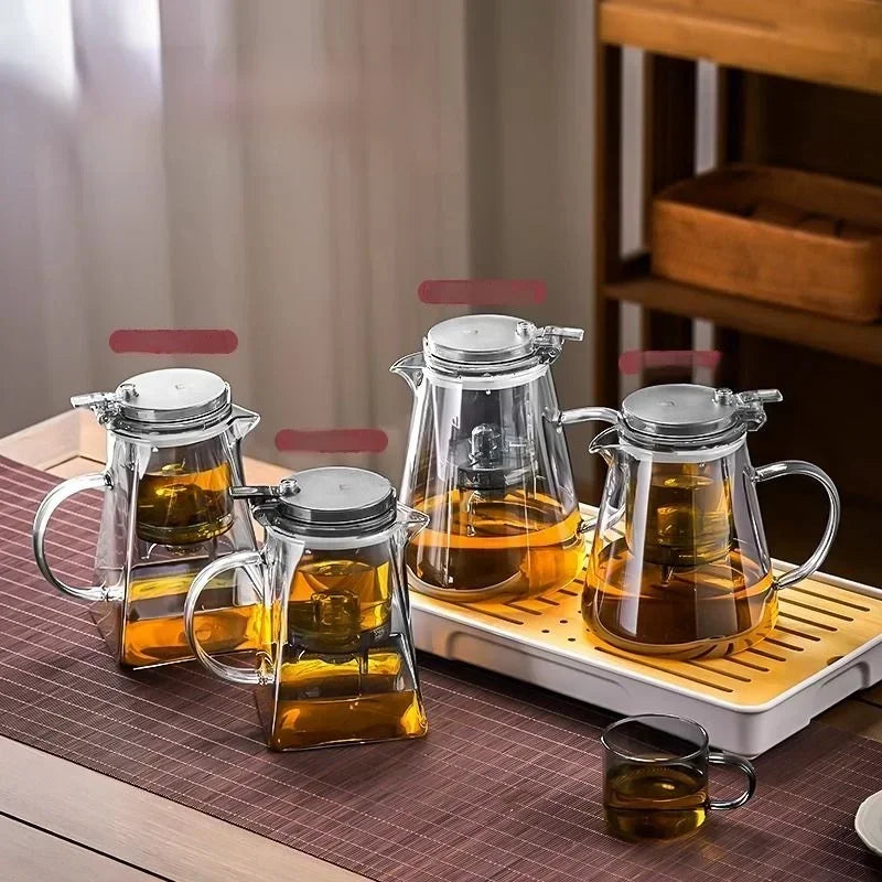 Glass Teapot And Pot Household Tea Set Teapot Heat-resistant Tea Water Separation Filter Flower Teapot