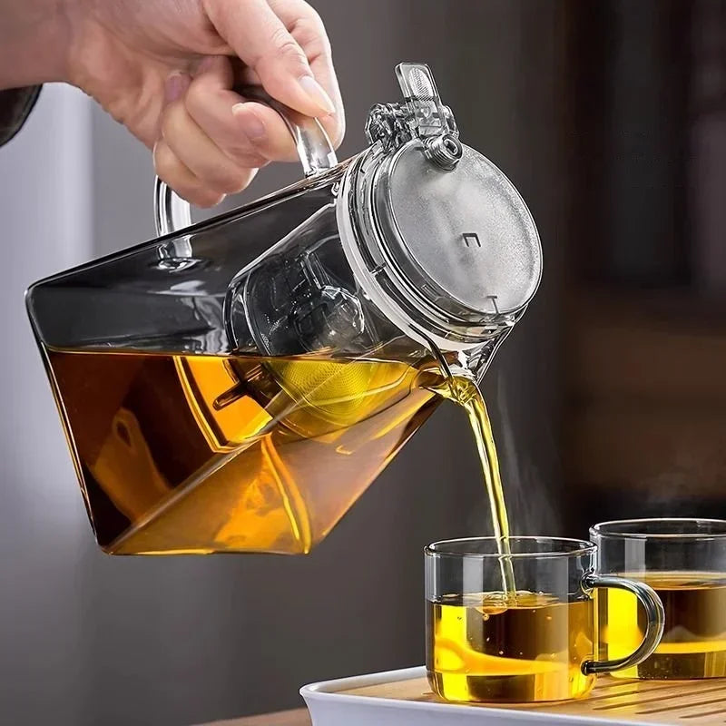 Glass Teapot And Pot Household Tea Set Teapot Heat-resistant Tea Water Separation Filter Flower Teapot