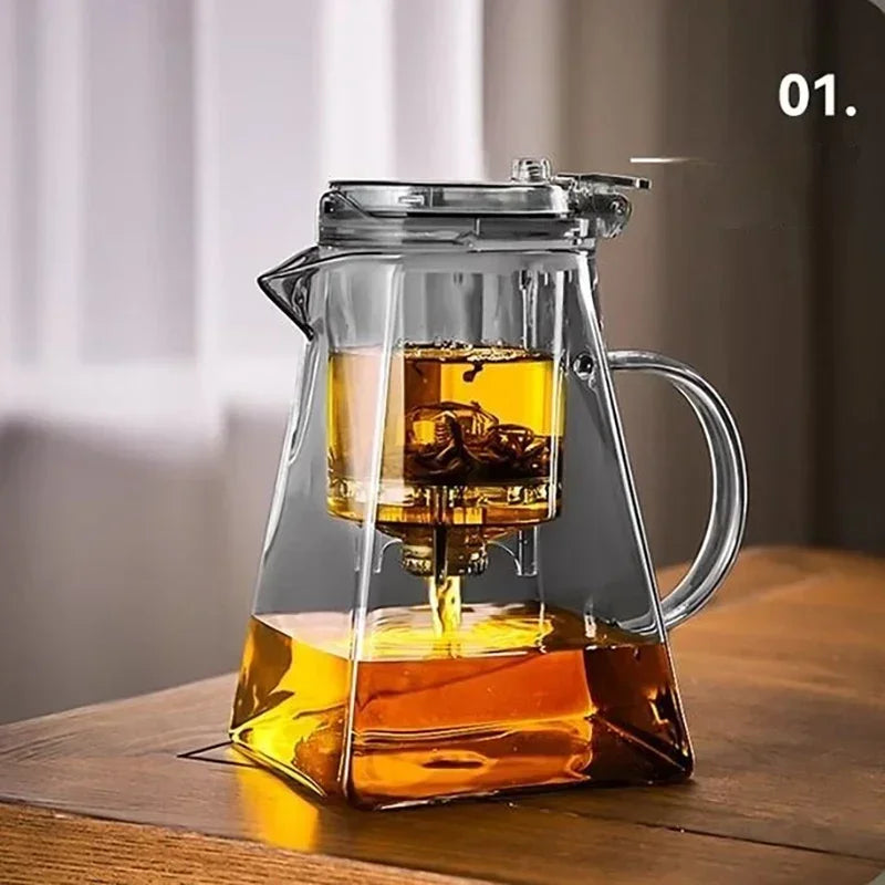 Glass Teapot And Pot Household Tea Set Teapot Heat-resistant Tea Water Separation Filter Flower Teapot