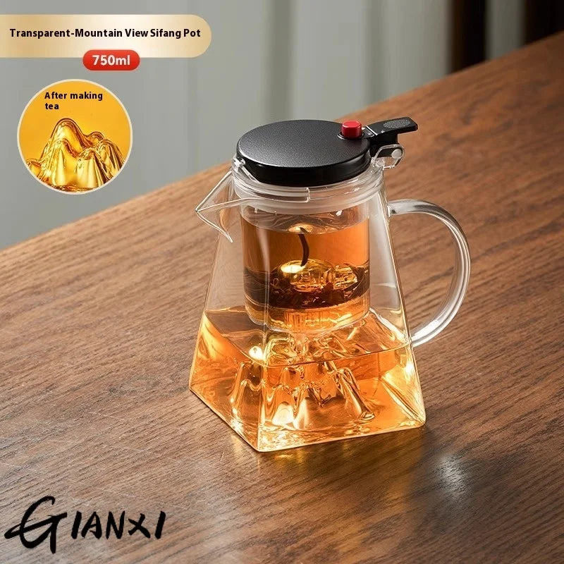 GIANXI High Borosilicate Glass Guanshan Piao Cup Brewing Teapot 2024 New Tea Separation Tea Machine one-click Filter Teapot