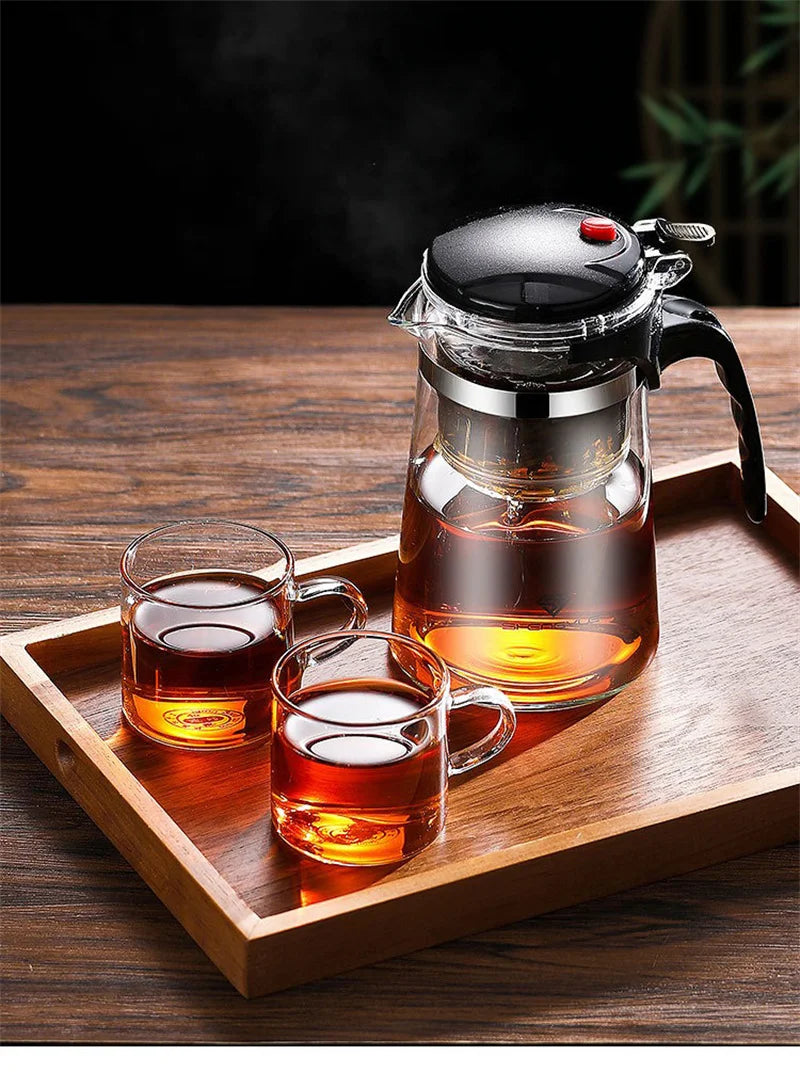 Heat Resistant Glass Teapot One-click filtering Tea Pot Tea Water Separation Filter Tea Maker Coffee Pot Home Teaware Set