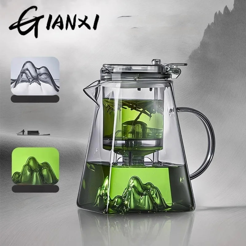 GIANXI High Borosilicate Glass Guanshan Piao Cup Brewing Teapot 2024 New Tea Separation Tea Machine one-click Filter Teapot