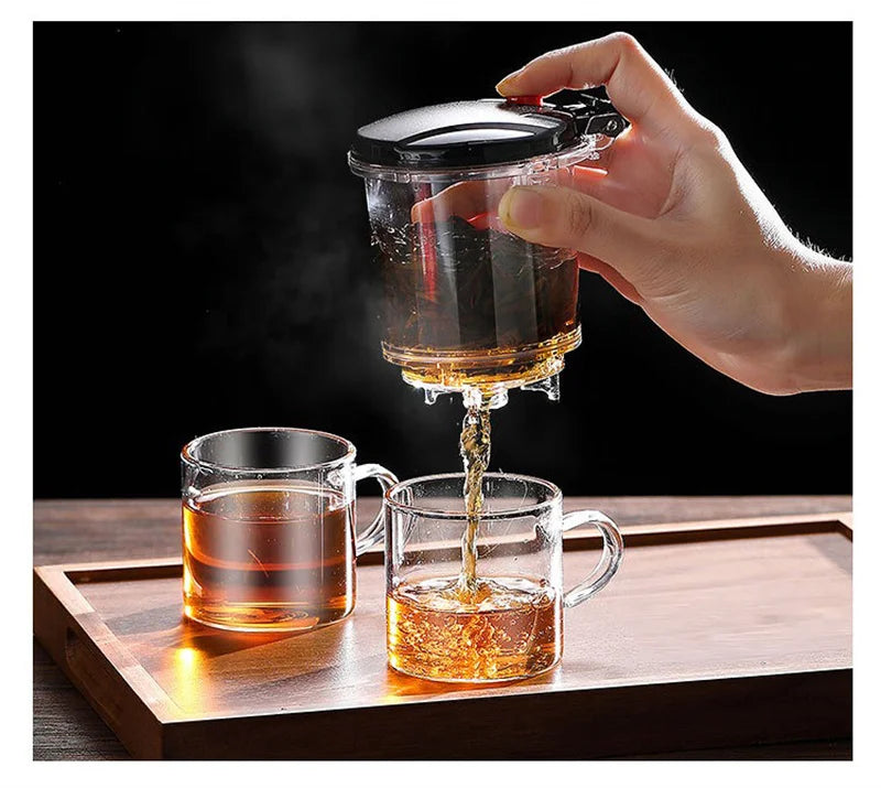 Heat Resistant Glass Teapot One-click filtering Tea Pot Tea Water Separation Filter Tea Maker Coffee Pot Home Teaware Set